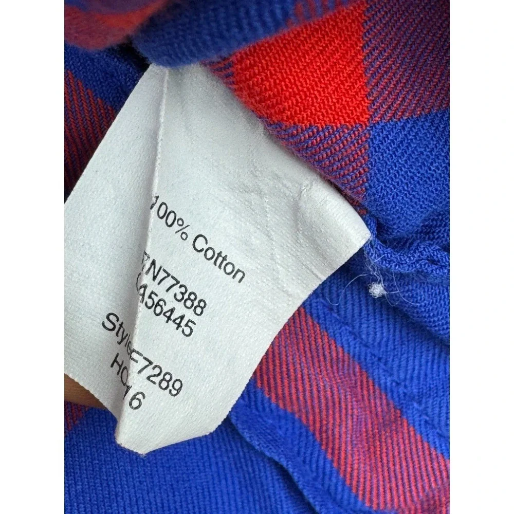J. Crew Boy Fit Red Blue Plaid‎ Button Down Shirt Women's Small Cabincore